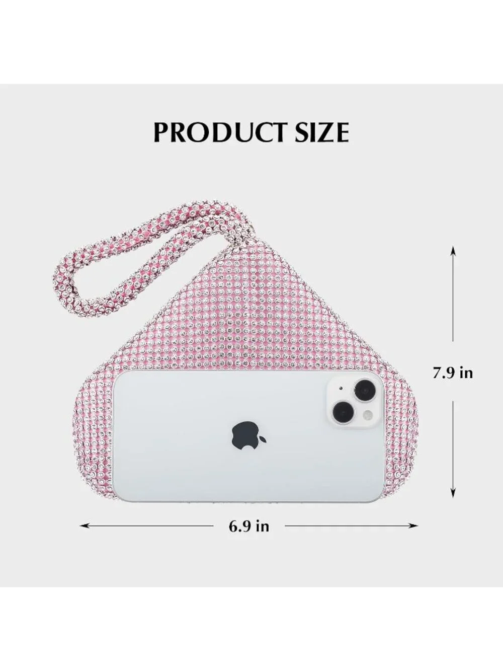 Women's Pink Rhinestone Triangle Clutch Purse Vintage Evening Bag